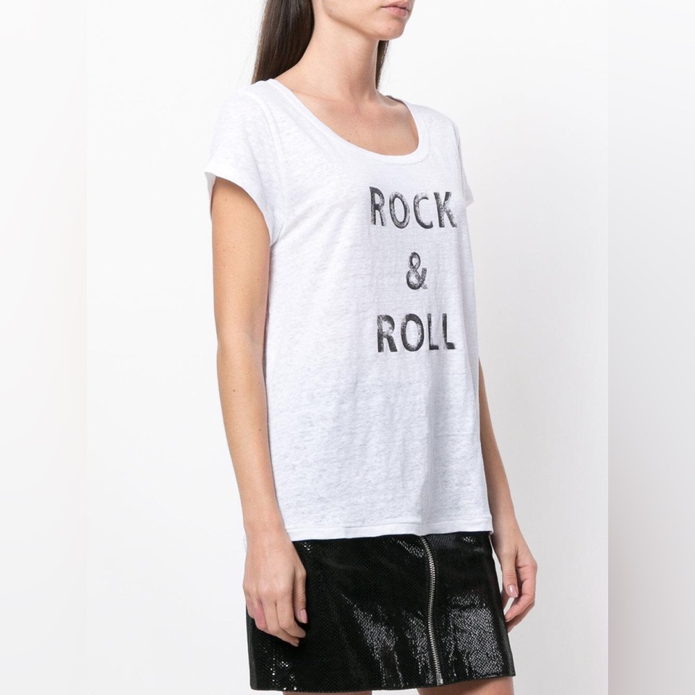 100% linen designer t-shirt Zadig & Voltaire oversized walk rock & roll top